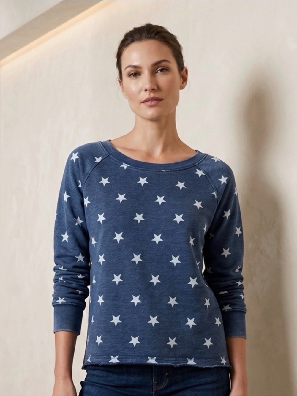 Alternative Apparel Navy Star Print Crewneck Sweatshirt